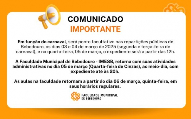 Decreto Municipal: Ponto facultativo e retorno das atividades