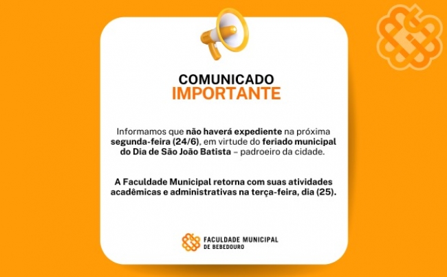 Feriado municipal em Bebedouro - Padroeiro São João Batista