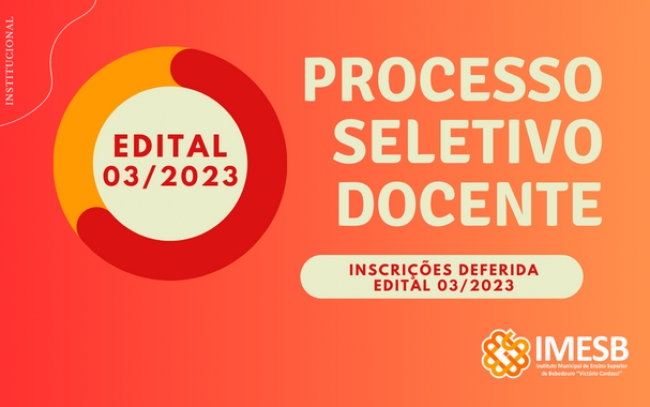 Inscrições deferidas Edital 03/2023 - Processo Seletivo para contratação temporária de professores